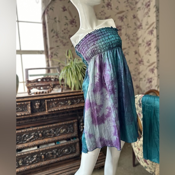 Pull up Dress and skirt in one. Pool easy wear Bikini cover turquoise color mix - Picture 6 of 6